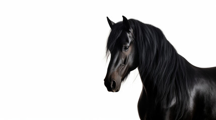 black horse in a white background