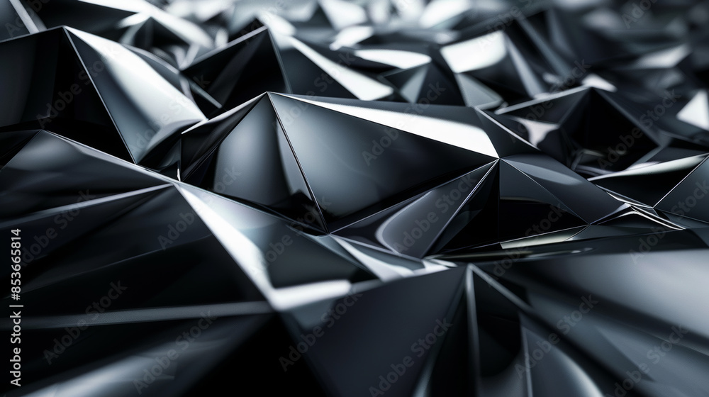 Poster futuristic dark 3d design featuring sharp angles and reflective surfaces generative ai