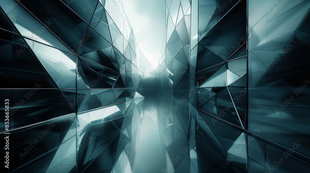 Poster futuristic dark 3d design featuring sharp angles and reflective surfaces generative ai