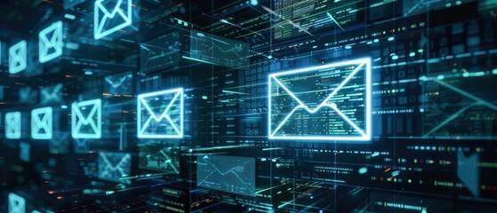 Close-up of an email screen with numerous unknown messages, emphasizing the importance of cybersecurity awareness