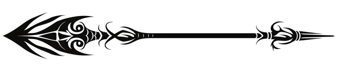 Fototapeta premium Monochrome Tribal Arrow with Spiral on White Background