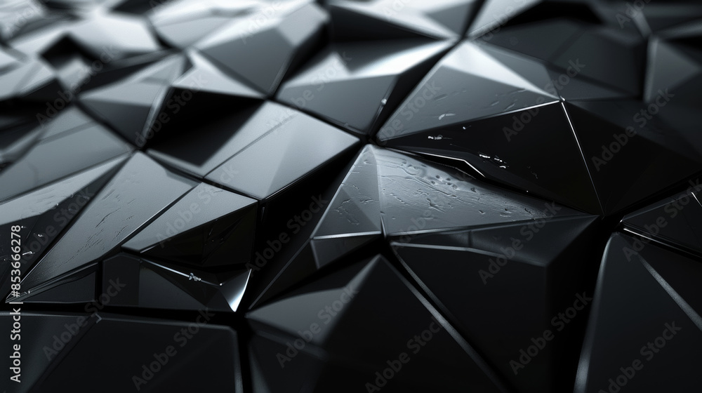 Poster futuristic dark 3d design featuring sharp angles and reflective surfaces generative ai