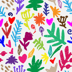 texture ornament stylized plants elements natural motifs seamless overlapping endless pattern rapport vector