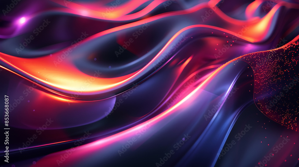 Poster captivating dark 3d abstract with fluid shapes and an ethereal glow generative ai