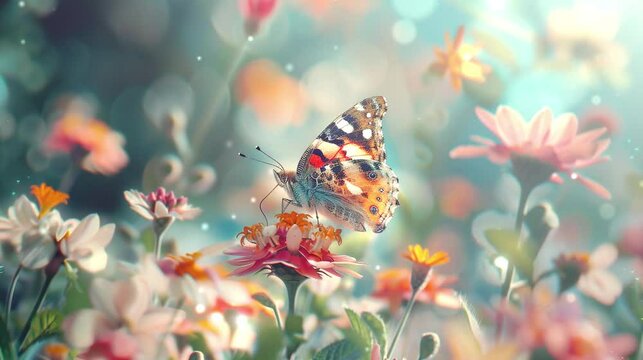 a beauty butterfly pearch on a flower preparing to suck the nectar upon the petal
