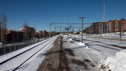 railway in the snow