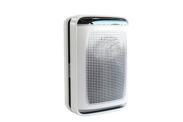A sleek, modern air purifier with a white and black design. Ideal for improving indoor air quality in homes and offices.