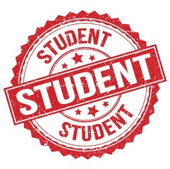 STUDENT text on red round stamp sign