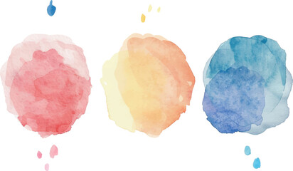 watercolor abstract circle backgrounds set, isolated on white