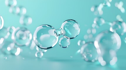 Transparent Liquid Bubble Showcasing Molecular Concept for Skin Care Cosmetics Solution