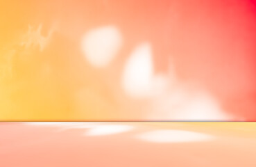 Orange Background Summer Shadow Flower Spring Light Table Product Beauty Cosmetic Abstract Red Studio Yellow Gradient Two Tone Warm Bright Color Blur Wallpaper Modern Podium Backdrop Loft Tropical.