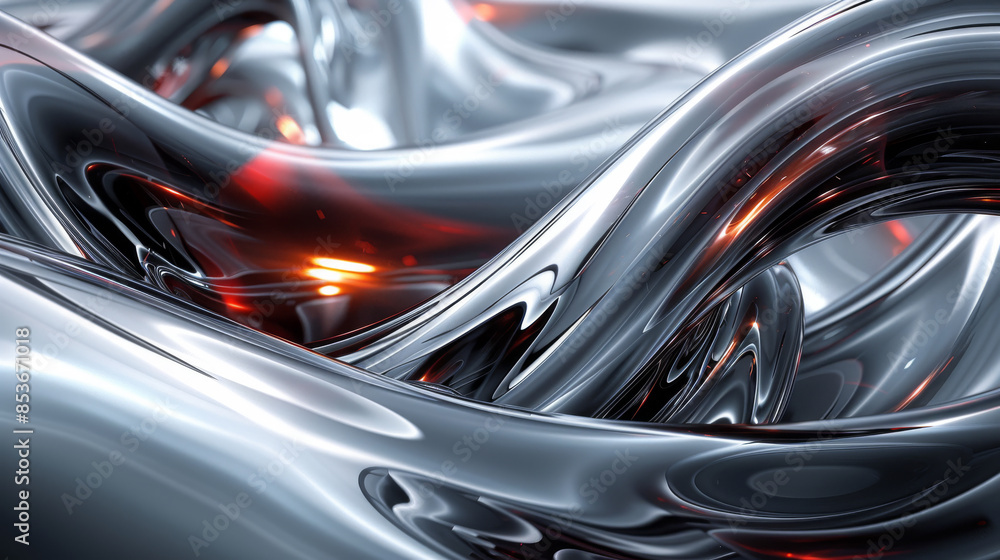 Poster evocative dark 3d piece with bold forms and subtle highlights generative ai
