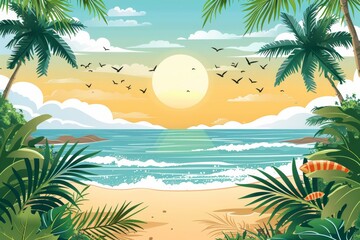 Obraz premium Summer Background illustration created with Generative AI