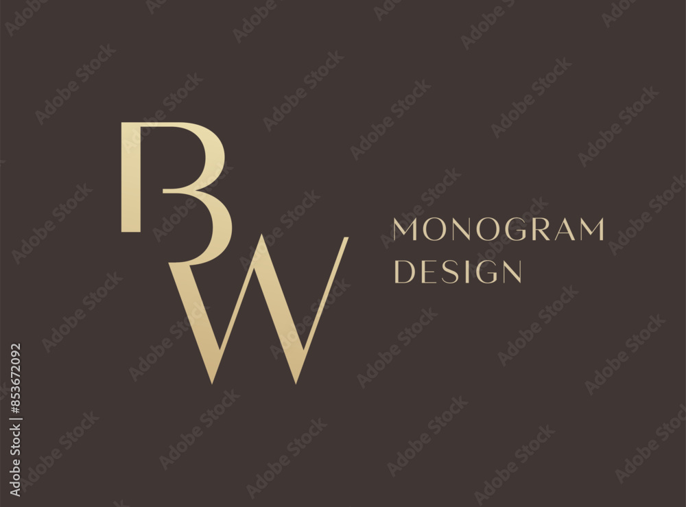 Wall mural bw letter logo icon design. classic style luxury initials monogram. - Wall murals