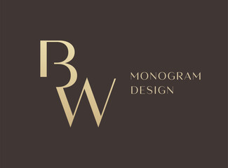 Fototapeta premium BW letter logo icon design. Classic style luxury initials monogram.