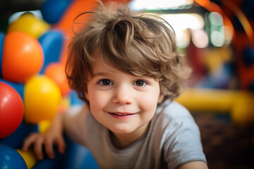Obraz premium Cute children in playground playroom territory having fun playful childish mood made by Generative AI