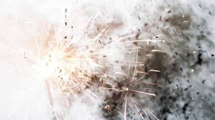 Super Close Fireworks Display in the Sky: Daylight Show with White Background