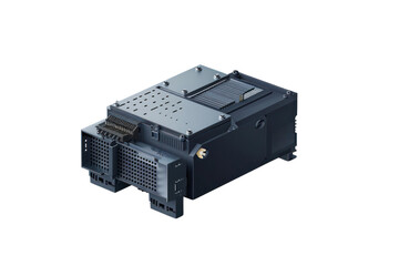 High-tech electronic device component isolated on white background, ideal for technology and engineering concepts.