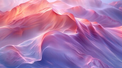Obraz premium Digitally created landscape of flowing pink and blue mountain peaks, resembling a fabric texture