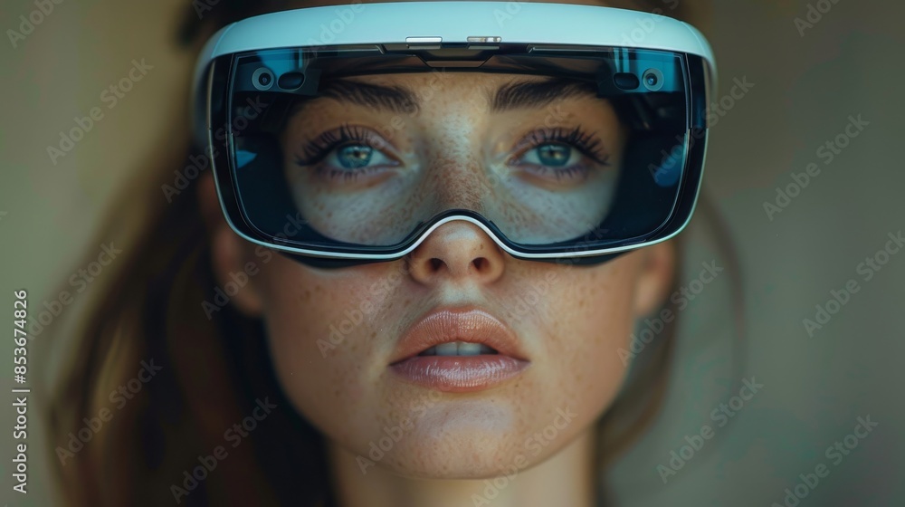 Poster image of an individual with obscured face wearing a virtual reality headset, focusing on the technol