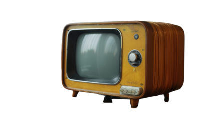 Tv box, retro wooden, on white background