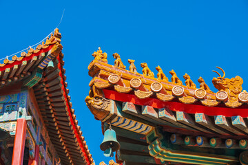 Fototapeta premium Take close-up shots of partial details of ancient buildings in the Forbidden City in Beijing, China