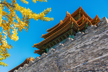 Take close-up shots of partial details of ancient buildings in the Forbidden City in Beijing, China