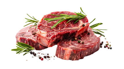 Raw steak, red meat on white backgound