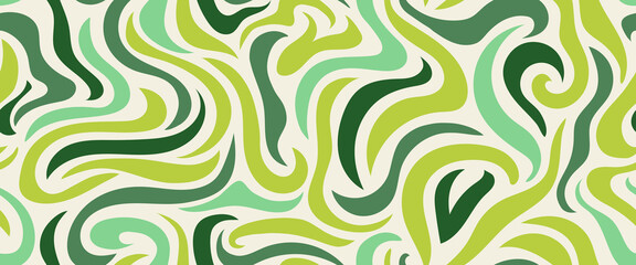 Abstract green leaves seamless pattern, natural floral wallpaper, tropical background