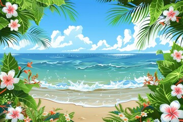 Summer Background illustration created with Generative AI