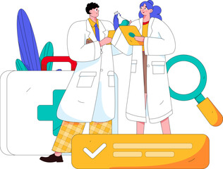 Medical characters fighting the epidemic flat vector concept operation hand drawn illustration
