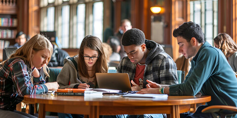 Students Studying Together, Collaborative Learning Environment
