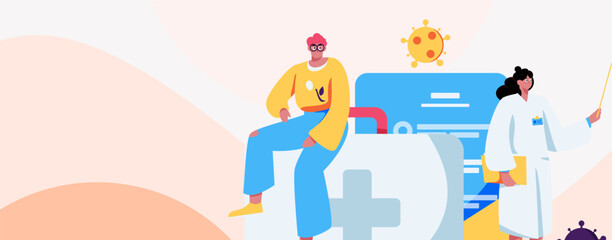 Medical characters fighting the epidemic flat vector concept operation hand drawn illustration
