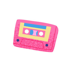 Fototapeta premium 90s cassette. Bright multicolour hand drawn object. Vector illustration in trendy flat style