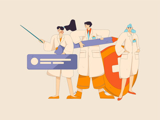 Medical characters fighting the epidemic flat vector concept operation hand drawn illustration

