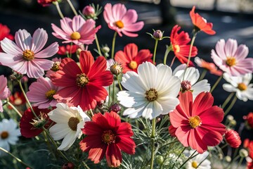 Obraz premium beautiful cosmos flowers. Summer, spring nature background