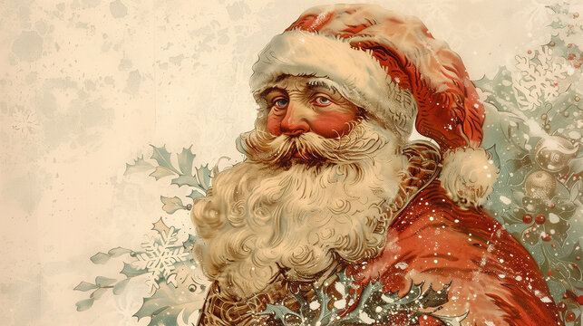 Cute vintage Santa clause with copy space