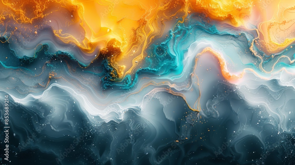 Poster this image features a beautiful abstract fluid art design blending vibrant colors and intricate deta