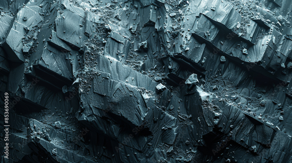 Poster moody dark 3d scene with fragmented elements and intricate details generative ai
