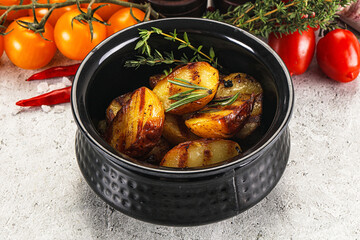 Grilled young small baby potato