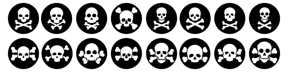 Skull and Bones vector icon set. danger illustration sign collection. poison symbol or logo.