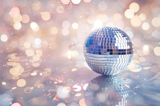 Mesmerizing disco ball casts festive lights on the dance floor, creating a lively atmosphere perfect for any event