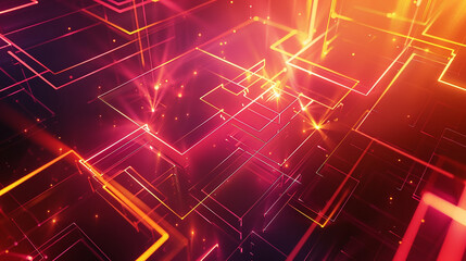 Obraz premium Orange and Burgundy glowing abstract geometric lines. PowerPoint and Business background.