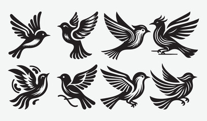 Birds Silhouette Vector Collection Hand drawn