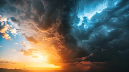 Good and Bad Weather Clouds Colliding, Dramatic Sky, colliding, good weather, bad weather, contrast