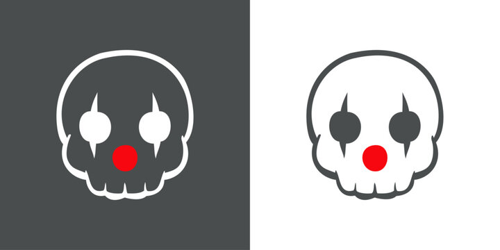 S&iacute;mbolo pirata. Logo de calavera humana con maquillaje de payaso para invitaciones y tarjetas de Halloween