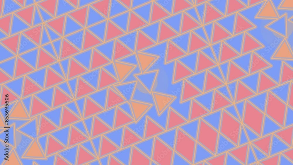 Leinwandbilder Symmetrical pattern of transforming triangles in pink and blue. Colorful geometric shapes in motion. Digital seamless loop animation. 3d rendering. 4K, Ultra HD resolution