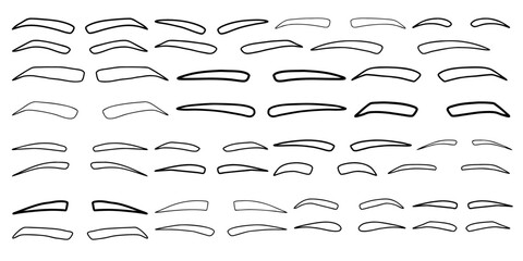 Set of Hand drawn eyebrow outline, 