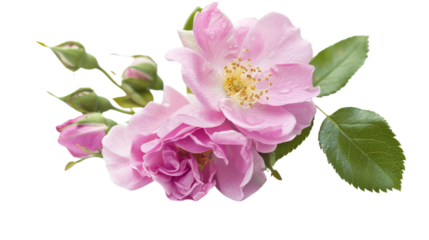 Rosa damascena flower on white background
