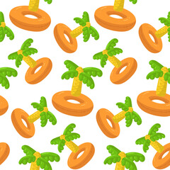 Pattern is a swimming circle in the form of a palm tree, a large floating inflatable tree with leaves. This orange inflatable float pillow is perfect for a summer themed pool party. Seamless texture